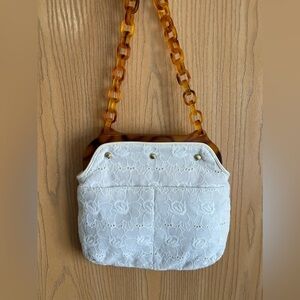 Dee Ocleppo White Eyelet Bag | Lucite Chain | Vintage/Summer/Shabby.